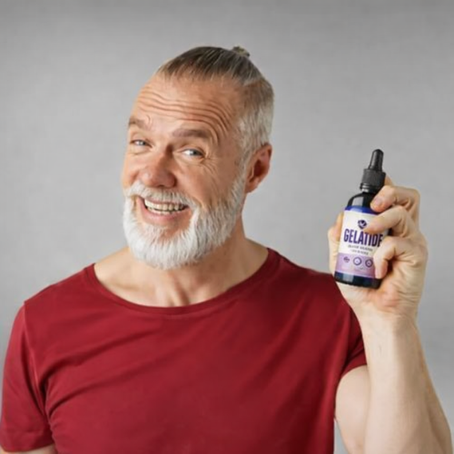 gelatide customer reviews man red shirt holding bottle